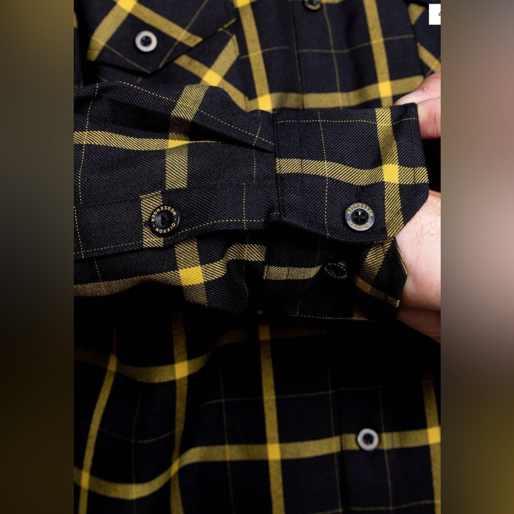 DIXXON “THE MESSENGER FLANNEL” Men's 3XL Black and Yellow Plaid Shirt. NWT - Picture 6 of 8